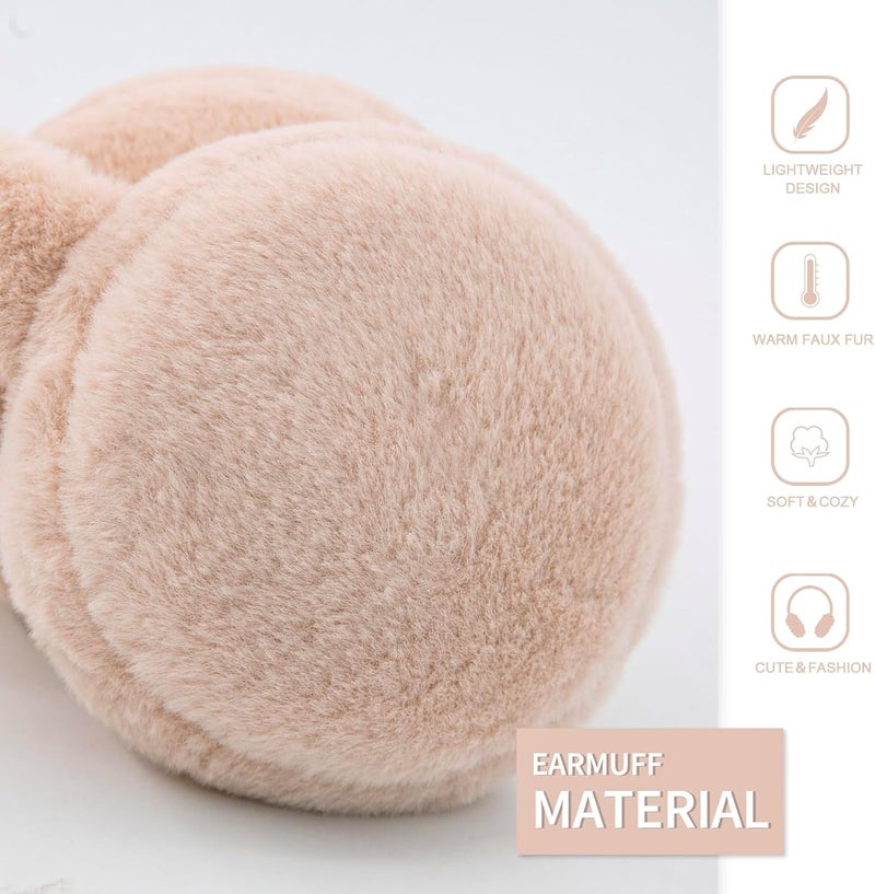 YATANAM Women Ear Muffs Winter Girls White Earmuffs Fuzzy Kids Black Ear Muff Cute Fluffy Ear Warmers Foldable Ear Covers Boy - Image 3